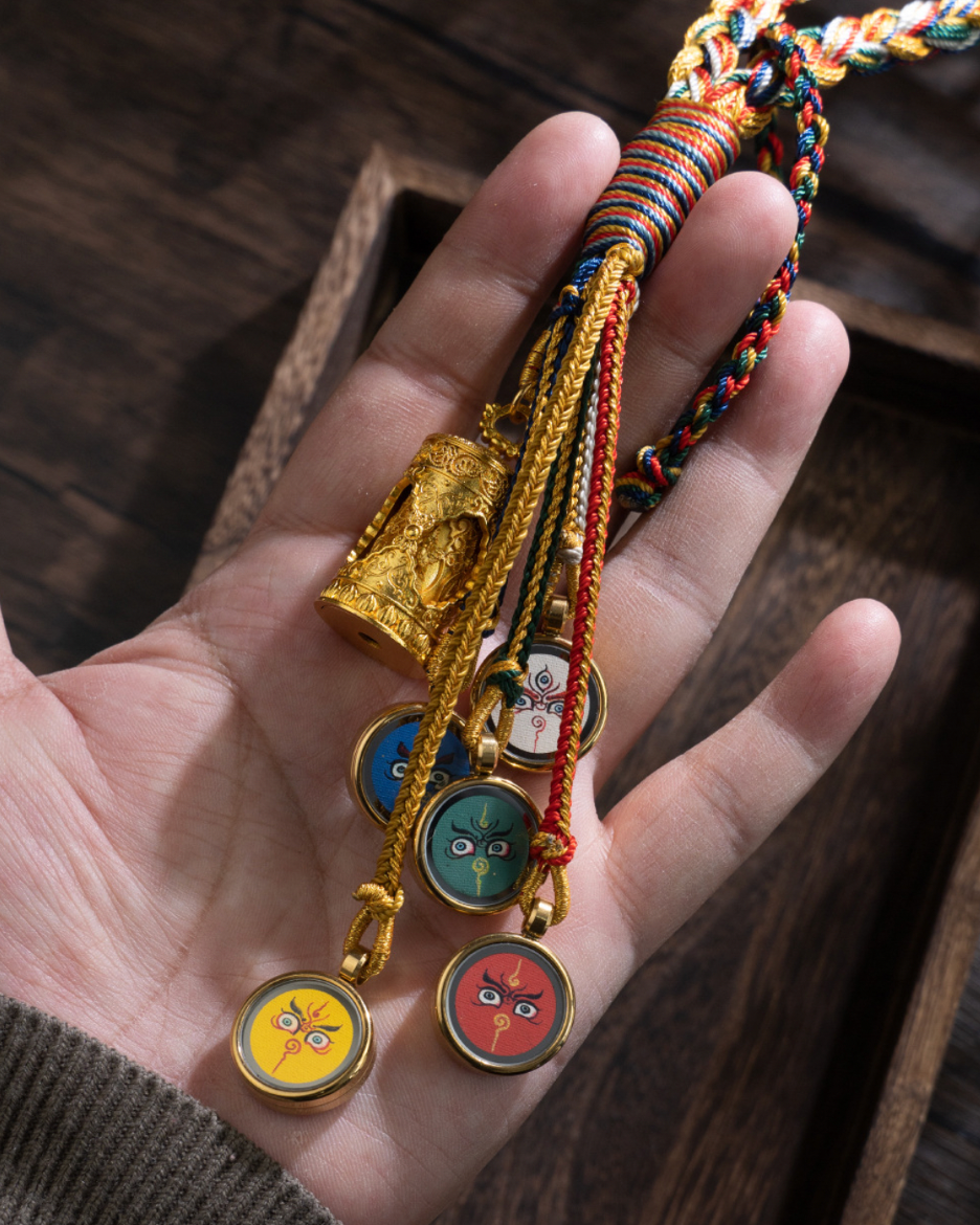 Tibetan Five Jambhala Deities Handmade Car Charm Set