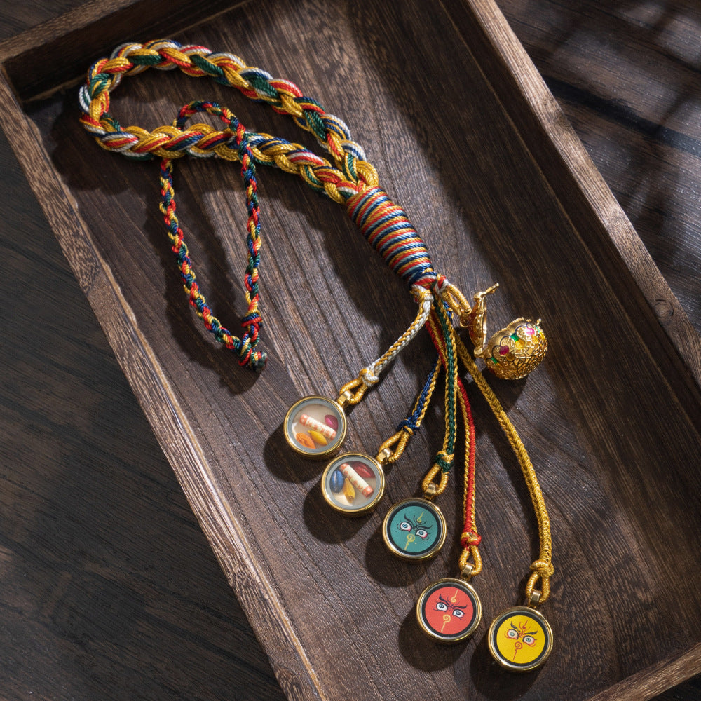 Tibetan Five Jambhala Deities Handmade Car Charm Set