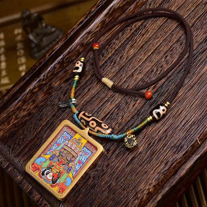 Tibetan Tsakhi Lhamo Thangka Dzi Necklace
