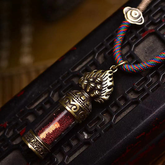 Tibetan Mani Jewel Vajra Cross Gau Necklace (with Sacred Cinnabar)