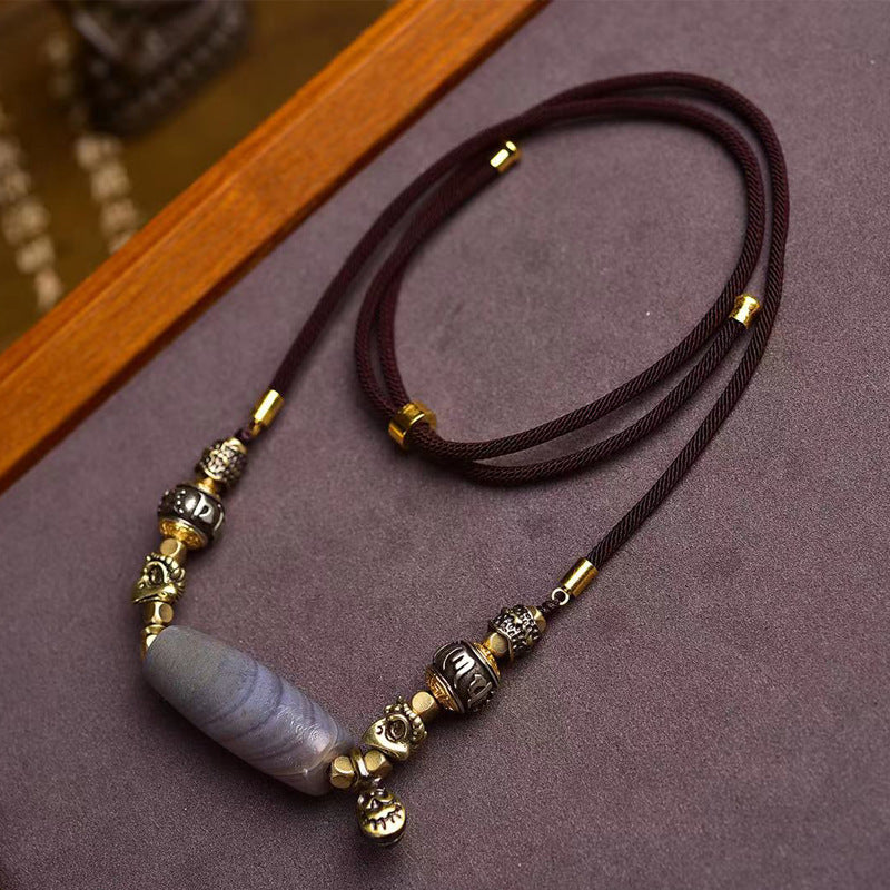 Natural Agate "Sky Eye" Bead Protection Necklace