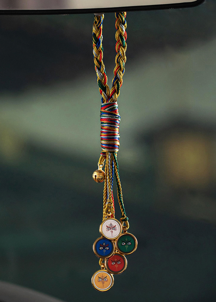 Tibetan Five Jambhala Deities Handmade Car Charm Set