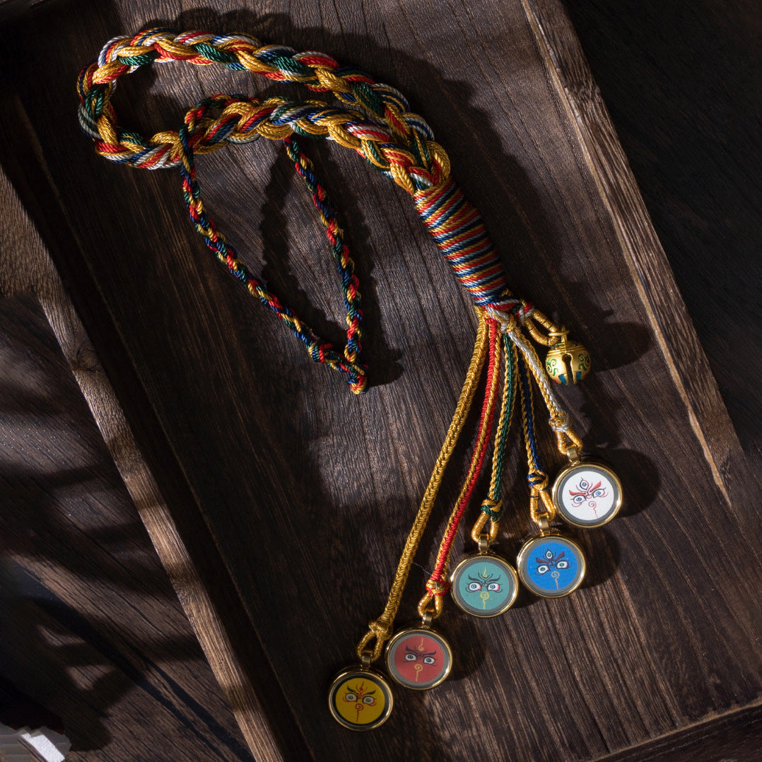 Tibetan Five Jambhala Deities Handmade Car Charm Set