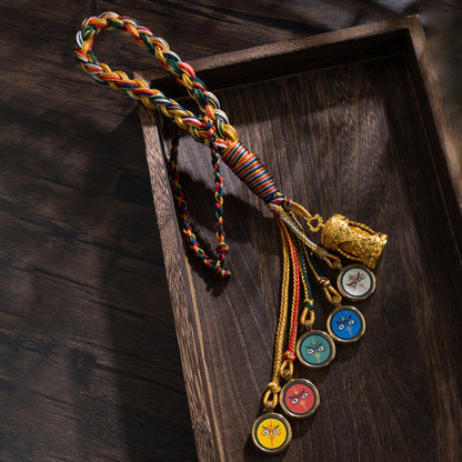 Tibetan Five Jambhala Deities Handmade Car Charm Set