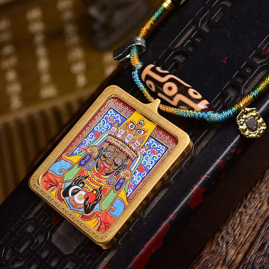 Tibetan Tsakhi Lhamo Thangka Dzi Necklace