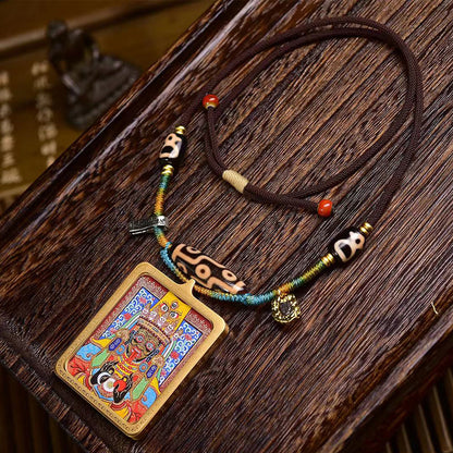 Tibetan Tsakhi Lhamo Thangka Dzi Necklace